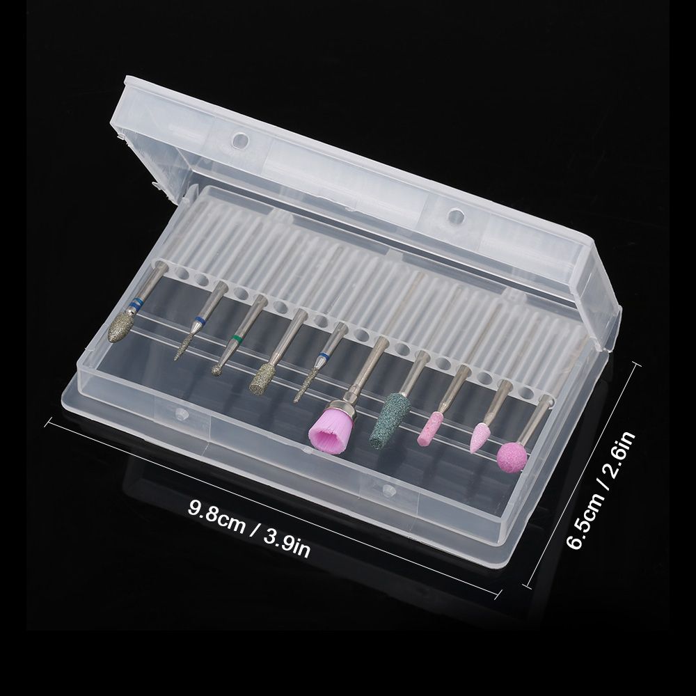 10pcs Nail Drill Bits Cuticle Cleaner Dust Drill Brush
