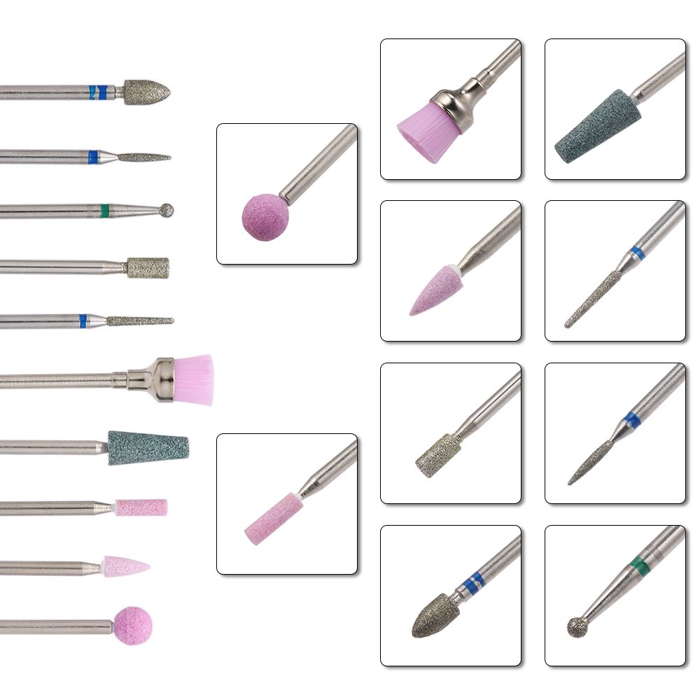 10pcs Nail Drill Bits Cuticle Cleaner Dust Drill Brush