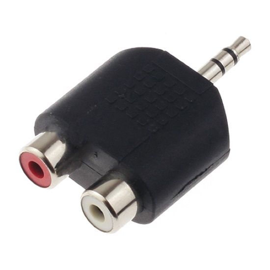 3.5mm Audio Male Jack Out Plug To 2 RCA Female Splitter