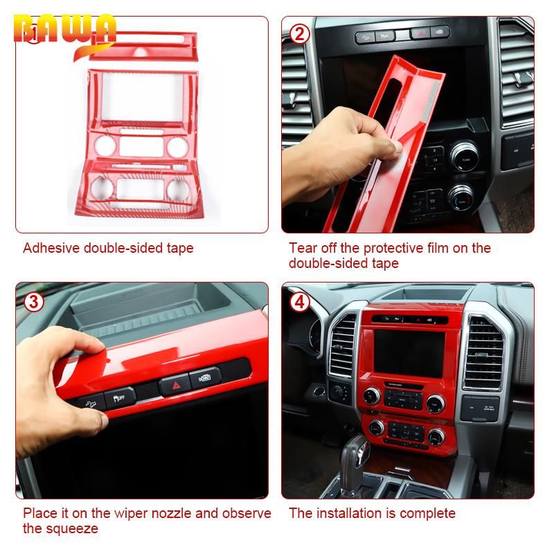 BAWA ABS Emergency Light Switch/Central Control Navigation Panel Decoration Stickers For Ford F150 2015- Car Styling