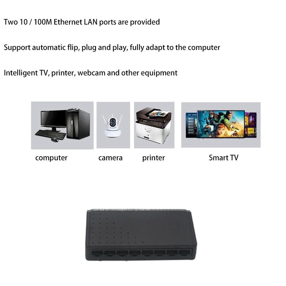 8 Ports 6+2 POE Switch Injector Power over RJ45 Ethernet