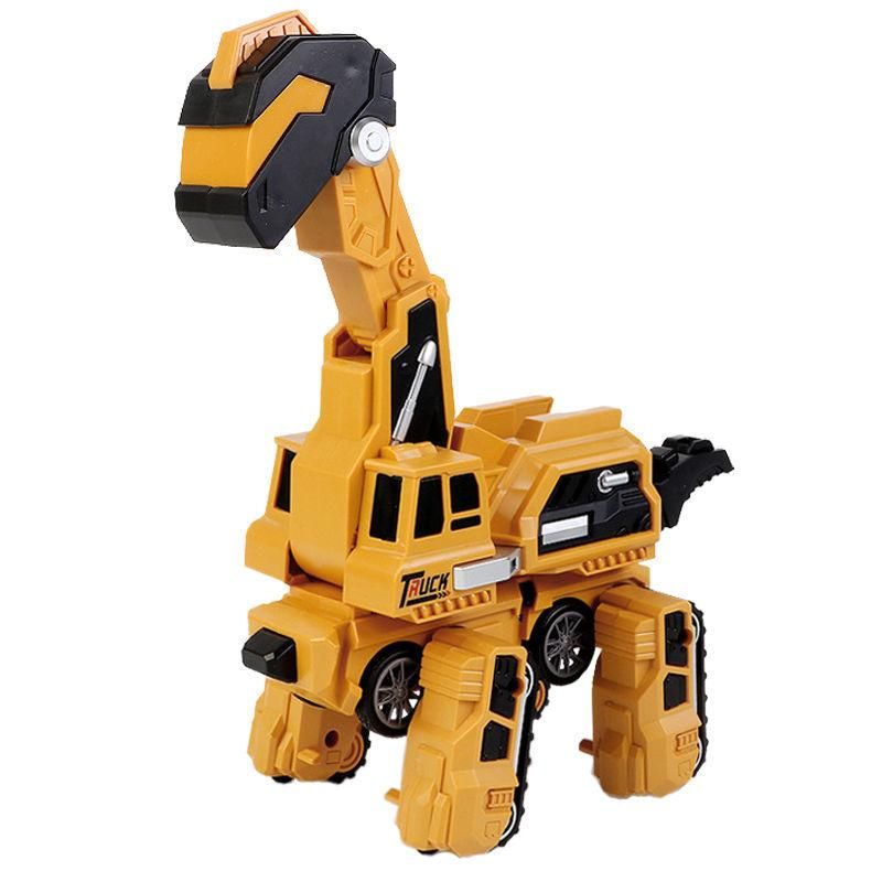 2 In 1 Automatic Crash Deformation Inertial Dinosaur Engineering Vehicle Brachiosaurus Excavator Collision Transforming Car Toy