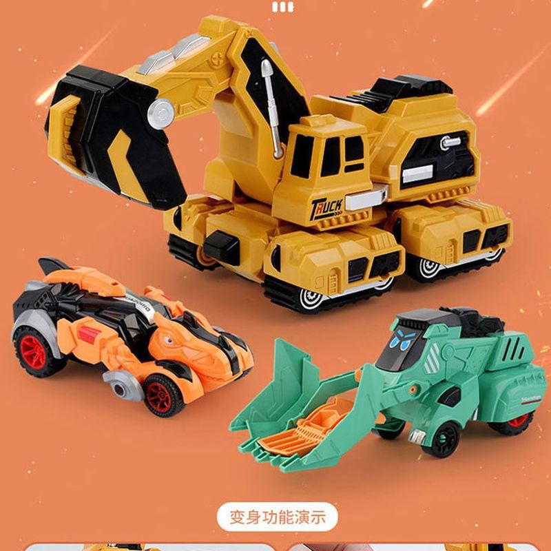 2 In 1 Automatic Crash Deformation Inertial Dinosaur Engineering Vehicle Brachiosaurus Excavator Collision Transforming Car Toy