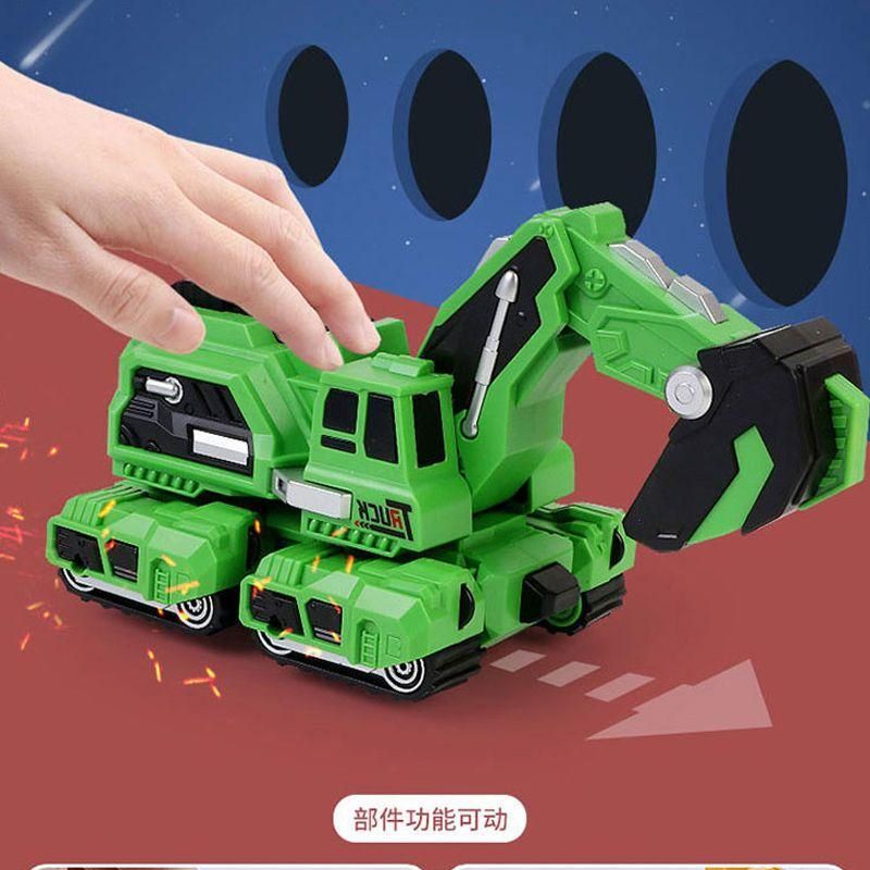 2 In 1 Automatic Crash Deformation Inertial Dinosaur Engineering Vehicle Brachiosaurus Excavator Collision Transforming Car Toy