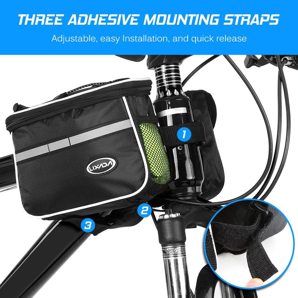 Lixada Cycling Bike Top Tube Bag with Rain Cover Waterproof Mountain Bicycle Front Frame Pannier Bag Pack