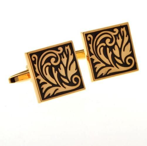 Ancient Flower Engraved Cufflinks Copper Plating Cuff Links Vintage Business Men's Jewelry Accessory