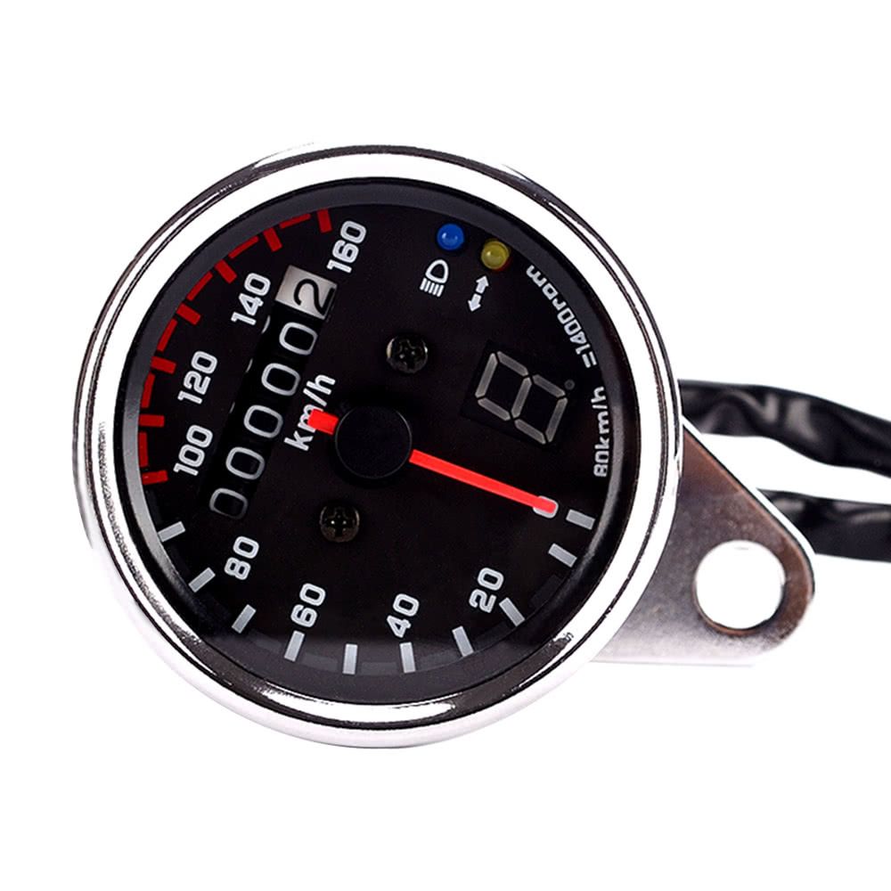 12V Universal Motorcycle Speedometer Tachometer Gauge W/ LED