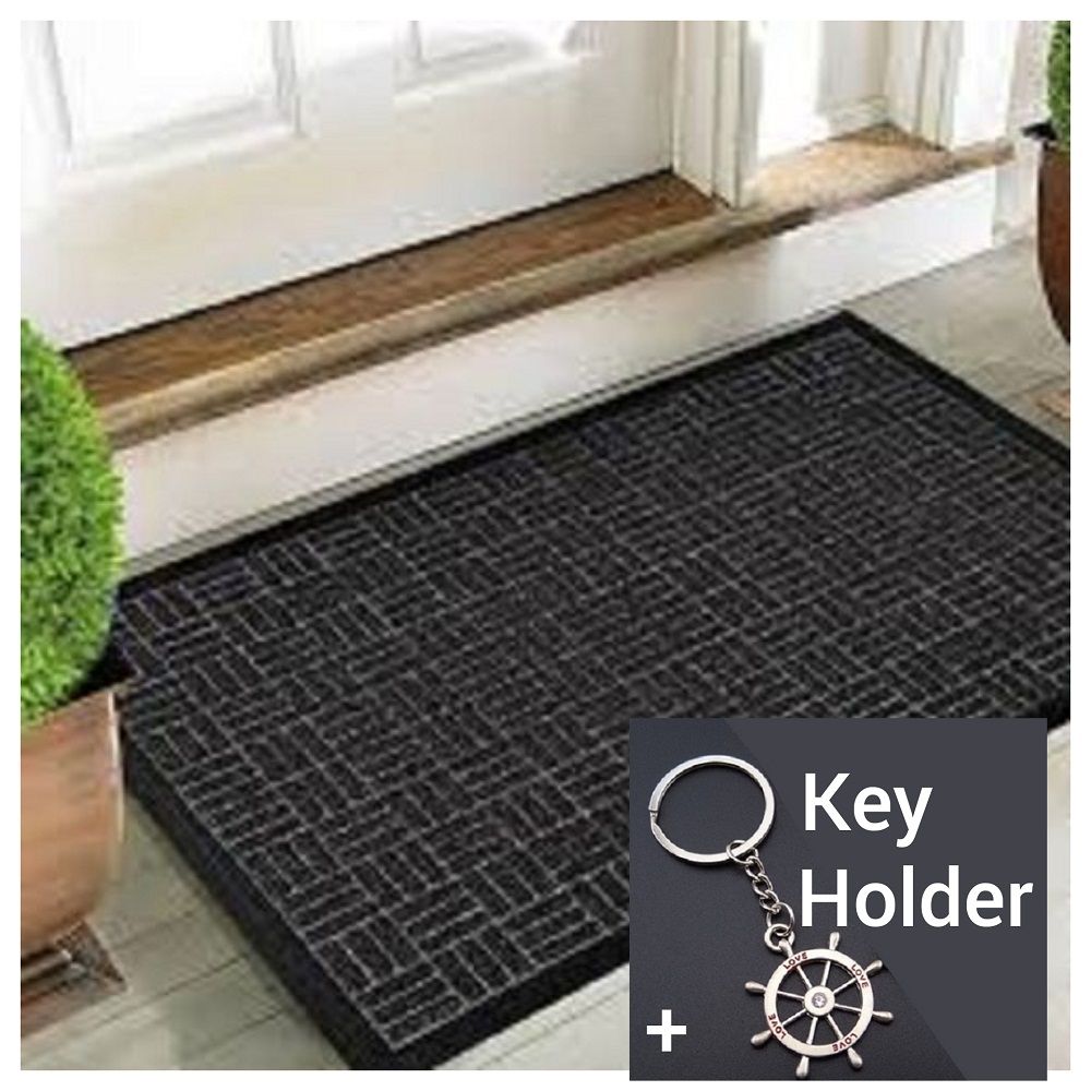 1 Pcs- Rug Foot Cleaning Door Mat+Key Holder