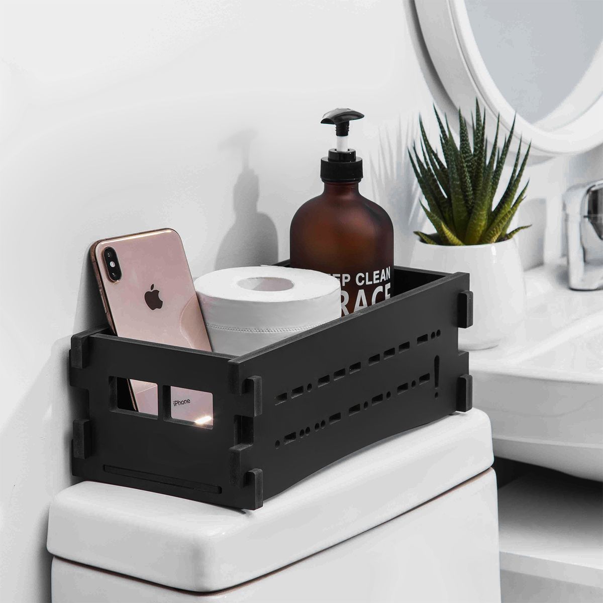 Toilet Storage Basket, Bathroom Vanity Tray,Toilet Storage Box On Toilet Tank