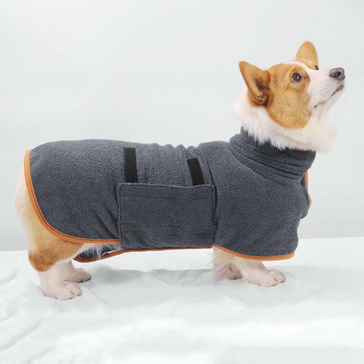 Pet Dog Bathrobe Towel Super Absorbent Clothes Quick Drying Gray M