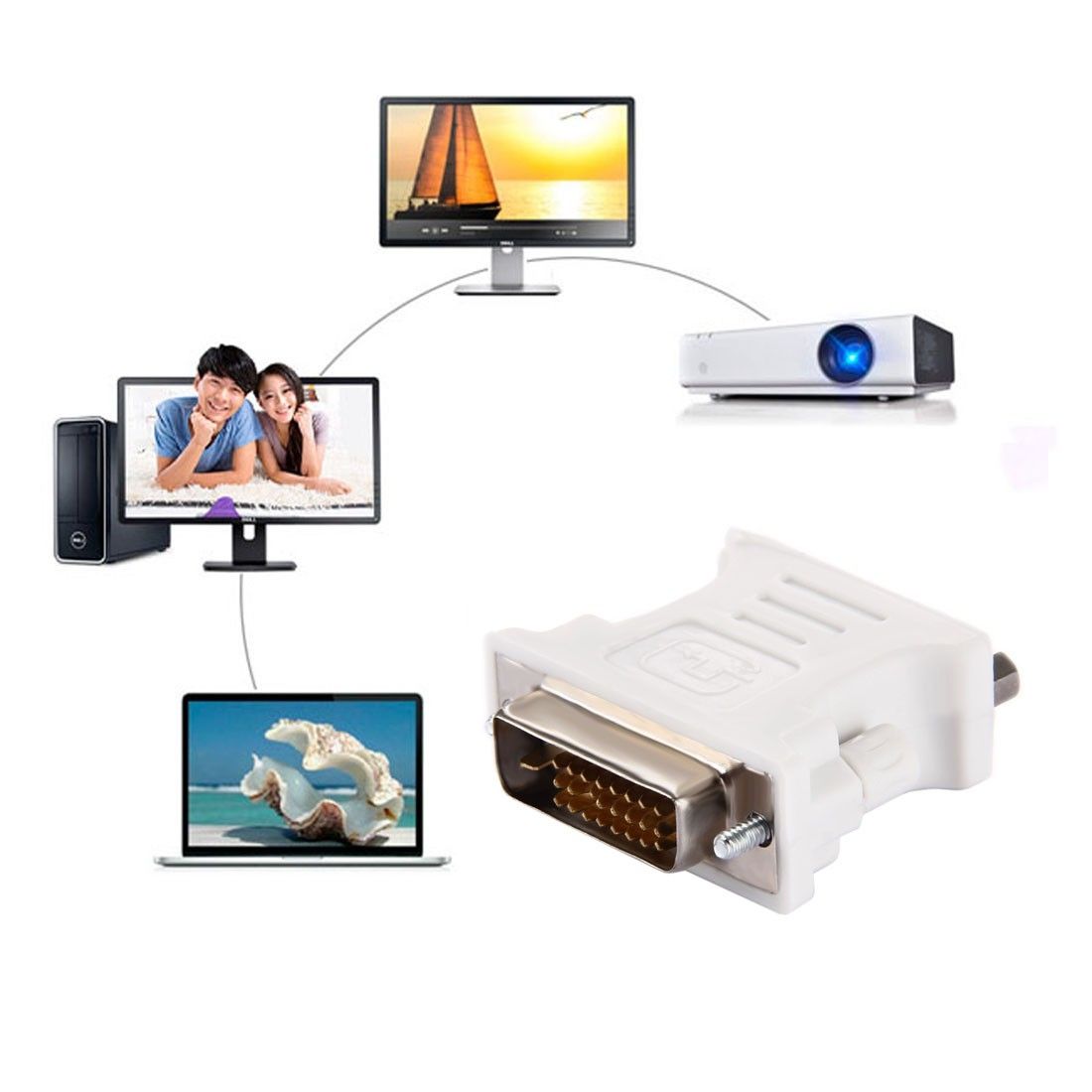 DVI 24+1 Pin Male To VGA 15Pin Female Adapter