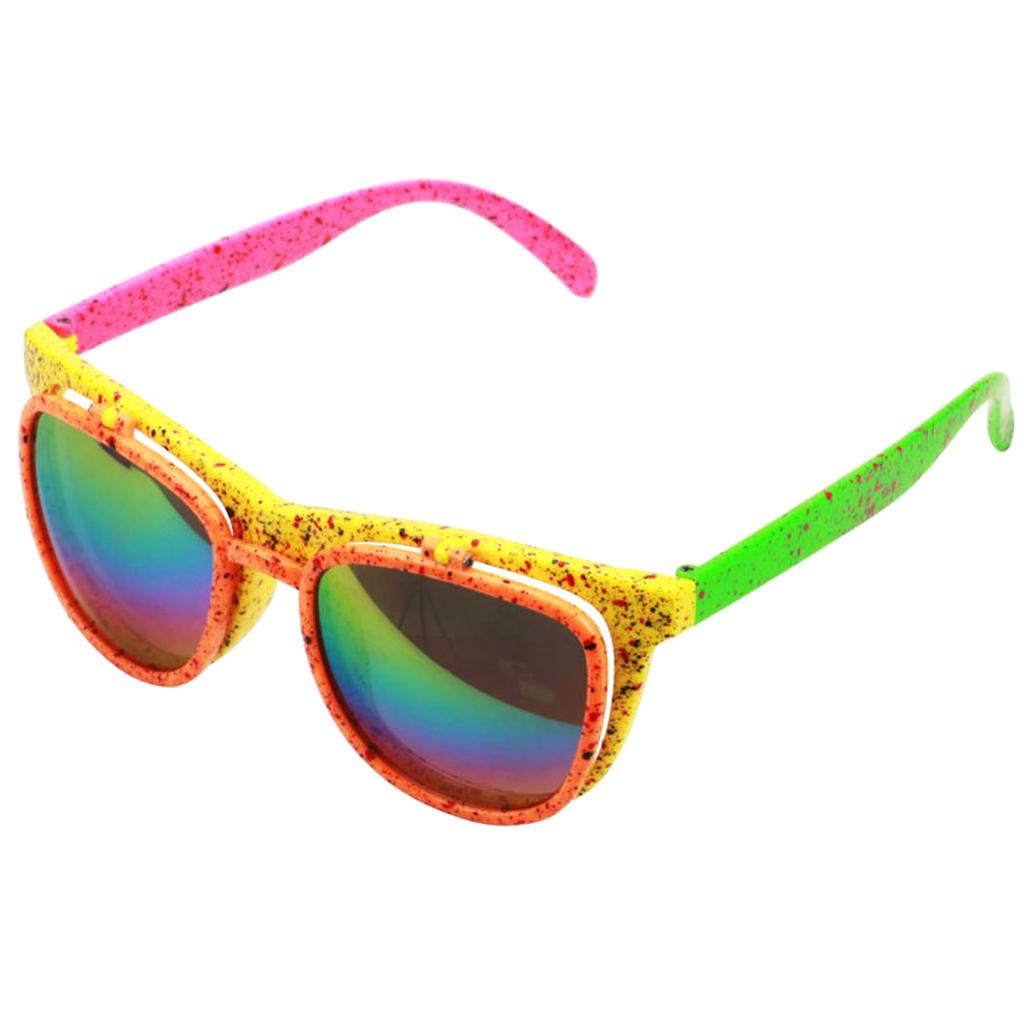 80s Neon Party Flip Up Sunglasses Funny Eye Glasses Costumes Photo