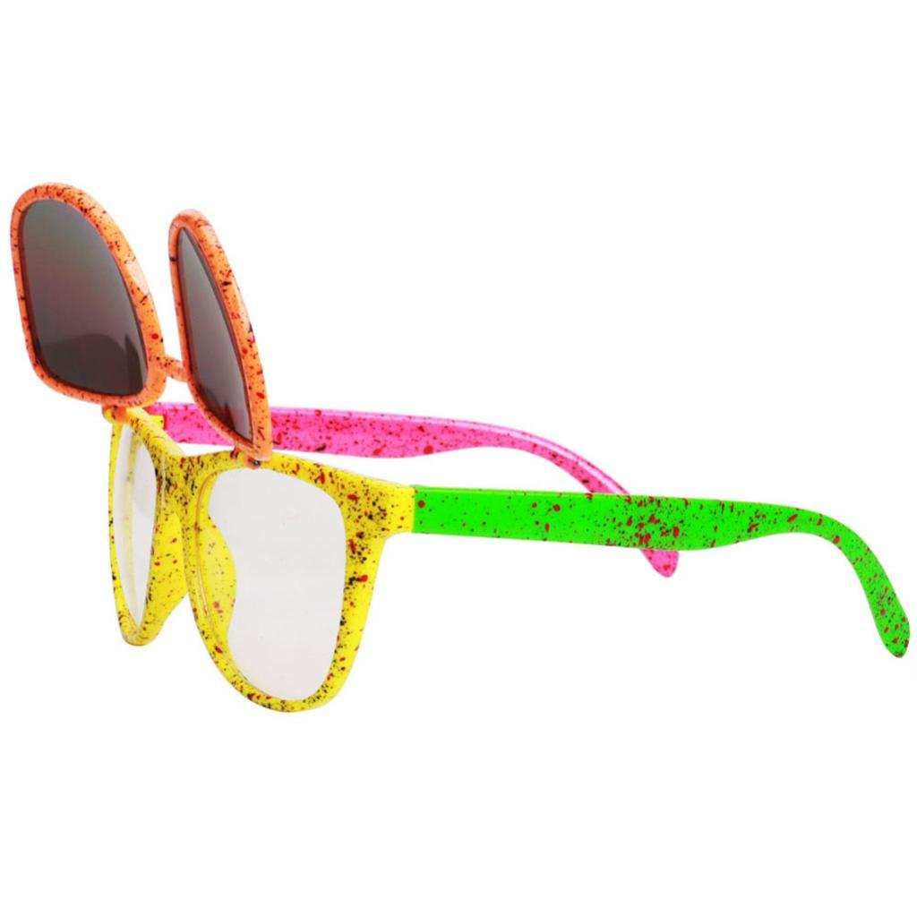 80s Neon Party Flip Up Sunglasses Funny Eye Glasses Costumes Photo