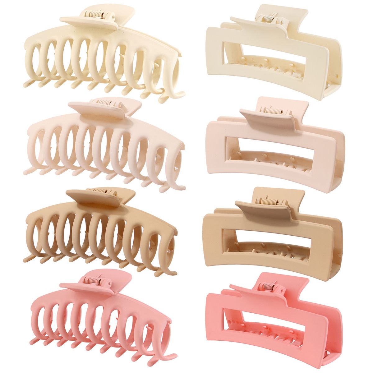 8Pcs Plastic Matte Hair Claws Hair Clips Combination Set - F