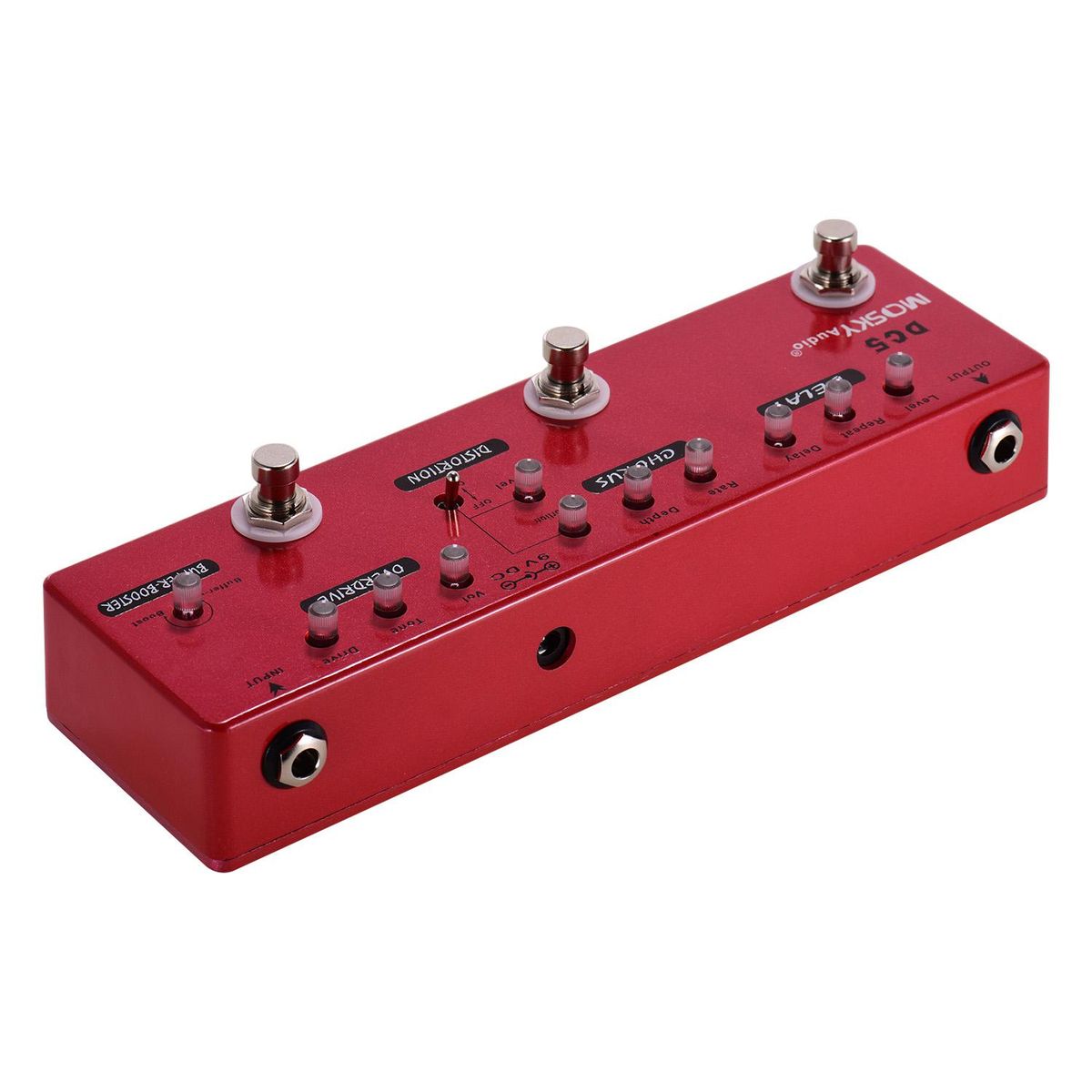 MOSKYAudio DC5 6-in-1 Guitar Multi-Effects Pedal Delay + Chorus + Distortion + Overdrive + Booster + Buffer Full Metal Shell with True Bypass