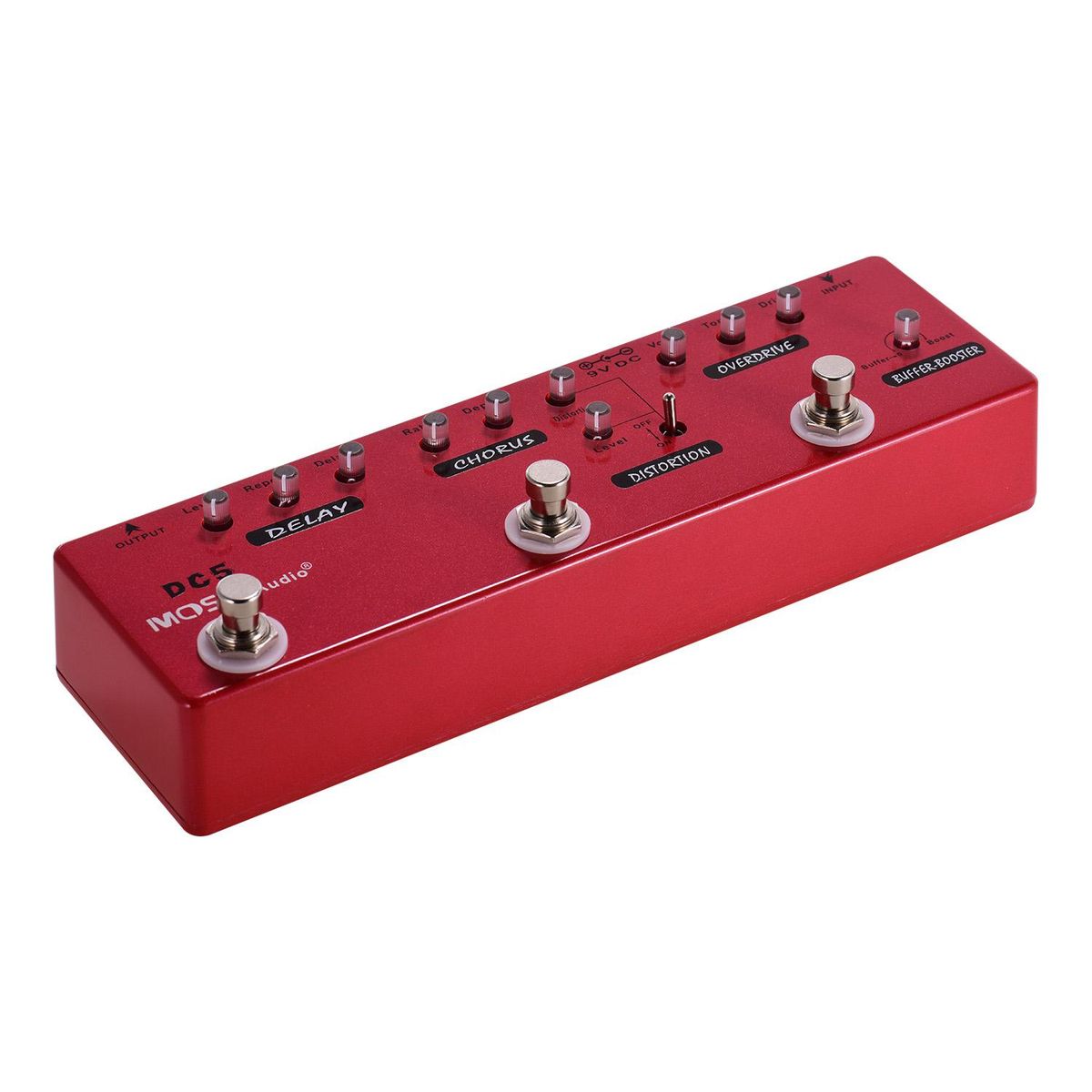 MOSKYAudio DC5 6-in-1 Guitar Multi-Effects Pedal Delay + Chorus + Distortion + Overdrive + Booster + Buffer Full Metal Shell with True Bypass