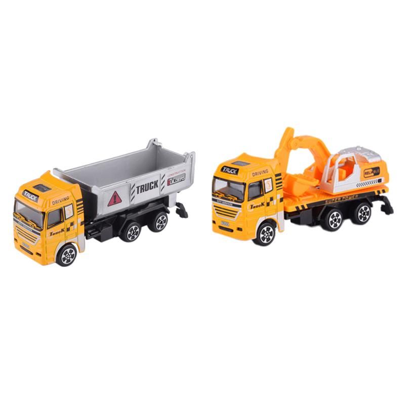 2Pcs 1:64 simu lation Engineering Car Model Toy Car Inertial