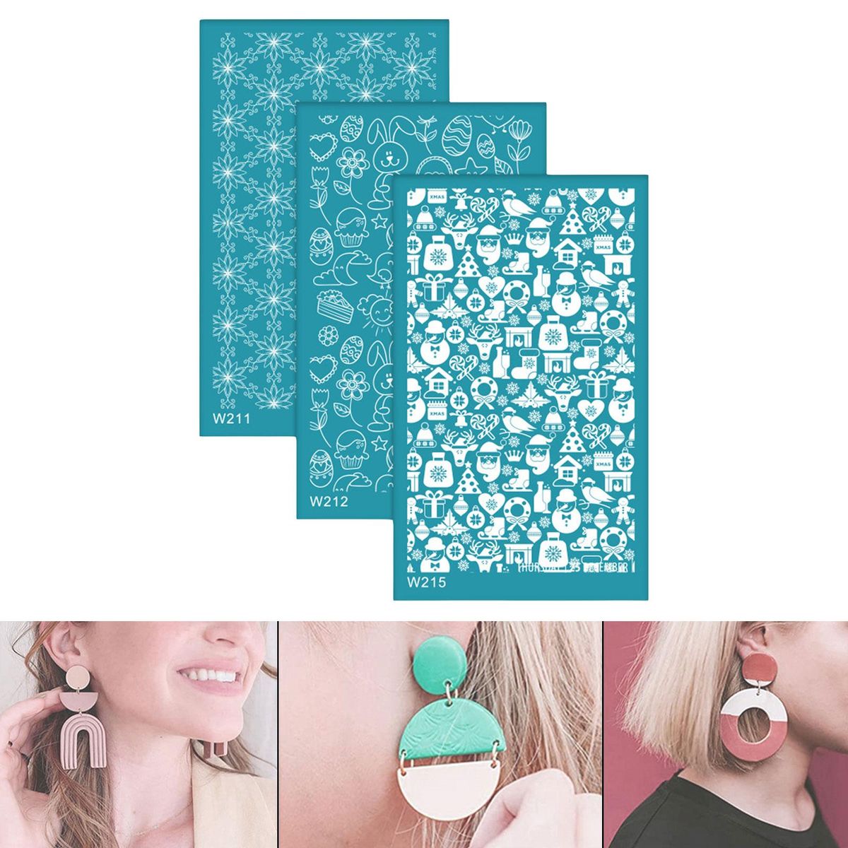 3Pcs Polymer Clay Tool Silk Screen Stencils Washable For