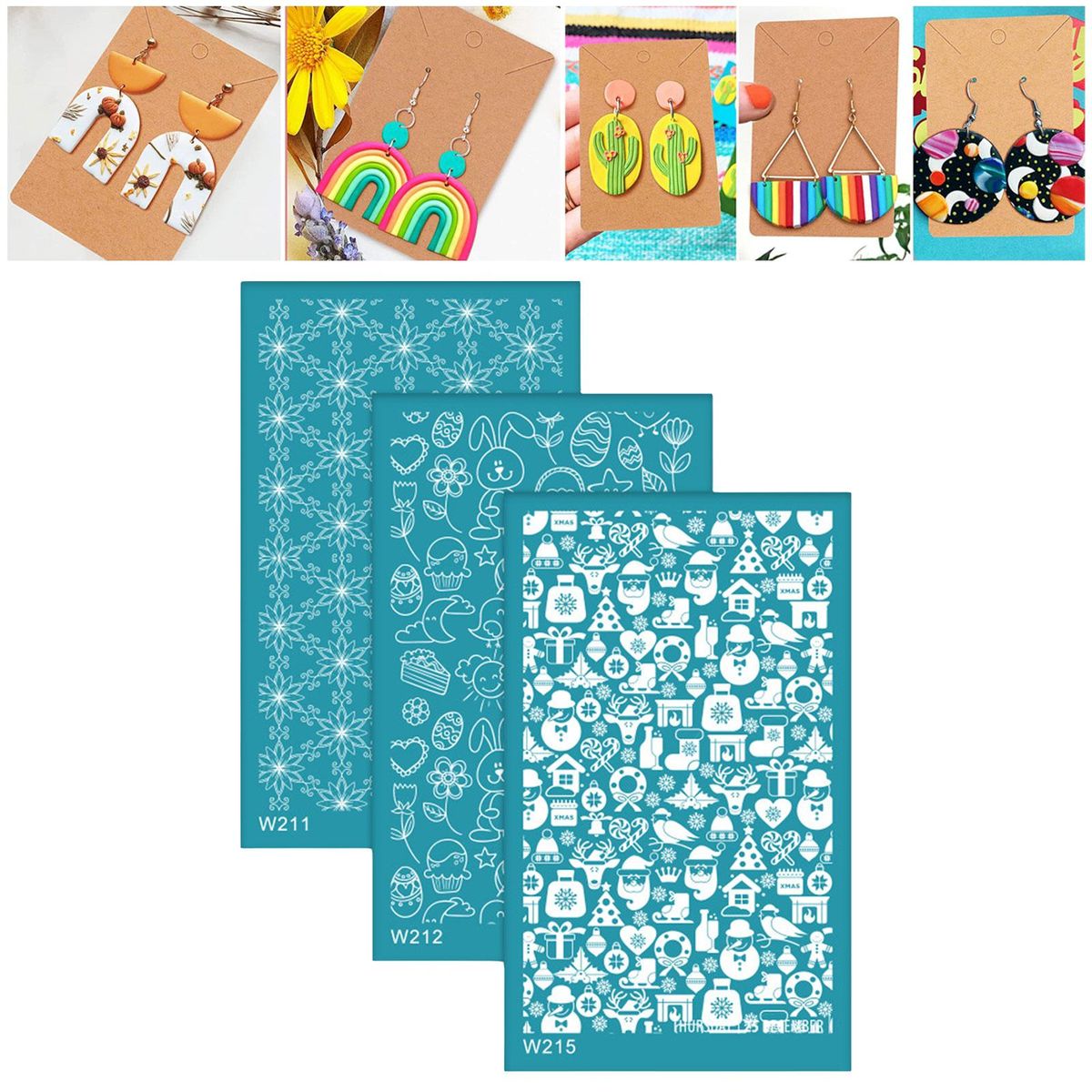 3Pcs Polymer Clay Tool Silk Screen Stencils Washable For