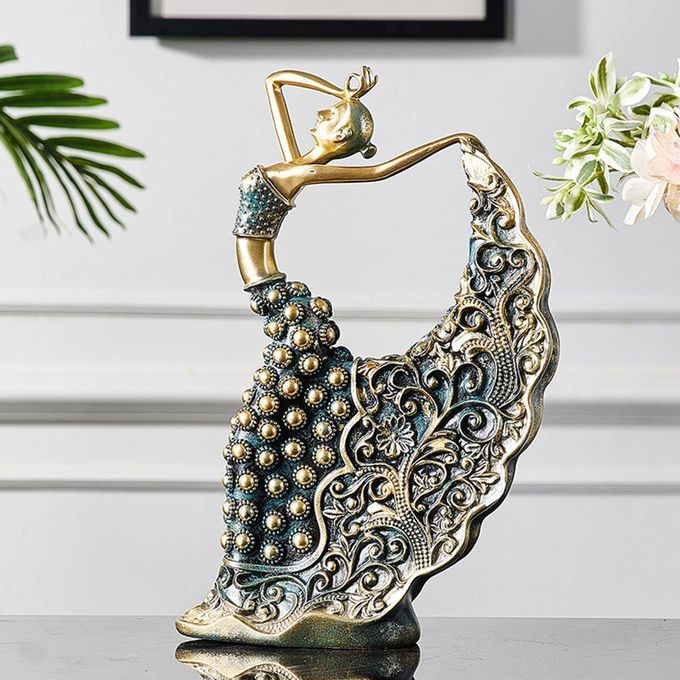 Nordic Peacock Dancer Figurine Girl Dancing Sculpture Living Room
