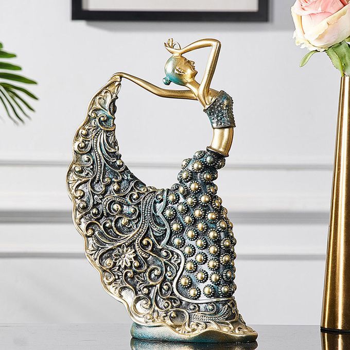 Nordic Peacock Dancer Figurine Girl Dancing Sculpture Living Room