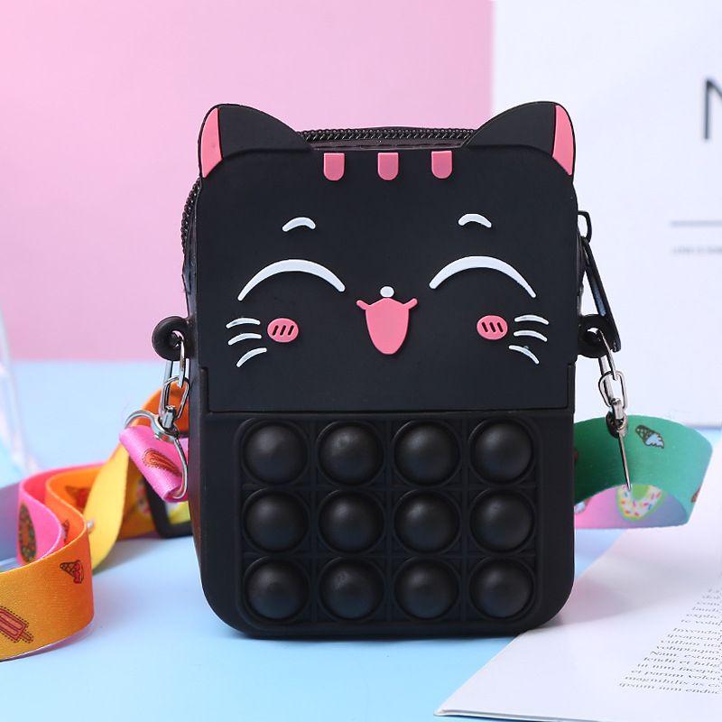 Rainbow Bag For Girls Pop Antistress Toys Silicone Push Bubble Bag Crossbody Reliver Autism Handbag Coin Pouch Purse For Kids(#M-1PC)