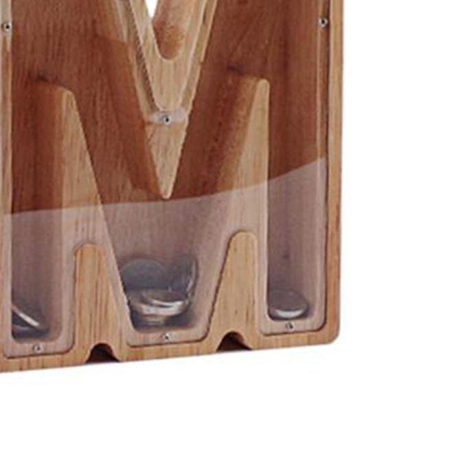 2PCS Wooden Letter Shape Piggy Banks Coins Saving Boxes Cash Home
