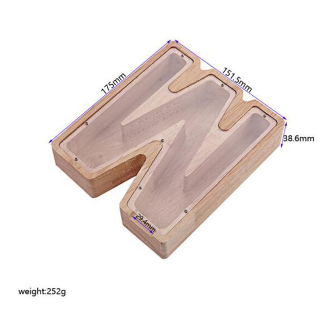 2PCS Wooden Letter Shape Piggy Banks Coins Saving Boxes Cash Home