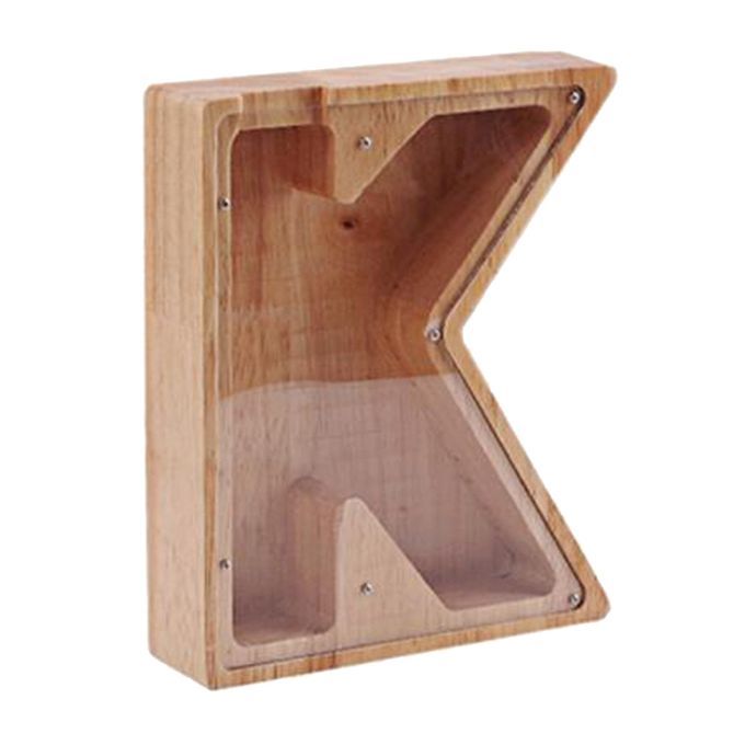 2PCS Wooden Letter Shape Piggy Banks Coins Saving Boxes Cash Home