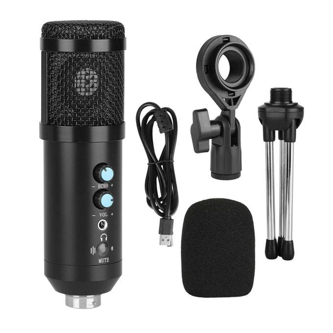 Computer Condenser Microphone Streaming Podcast Tripod Stand Cardioid