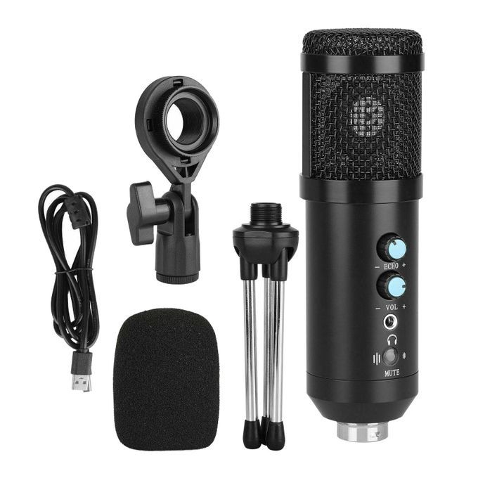 Computer Condenser Microphone Streaming Podcast Tripod Stand Cardioid