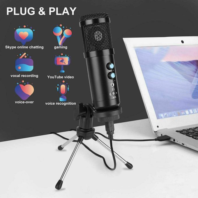Computer Condenser Microphone Streaming Podcast Tripod Stand Cardioid