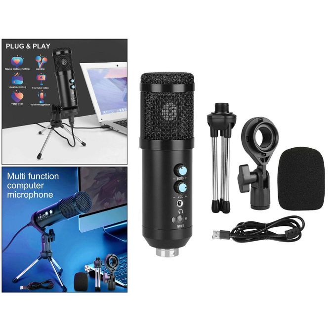 Computer Condenser Microphone Streaming Podcast Tripod Stand Cardioid