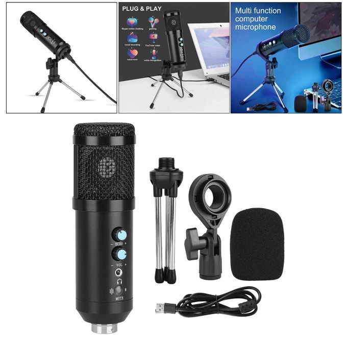Computer Condenser Microphone Streaming Podcast Tripod Stand Cardioid