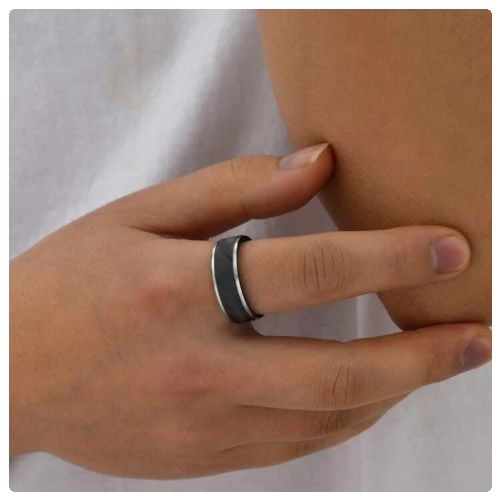 Black Silver Matte Finished Stainless Steel 8mm Wedding Ring