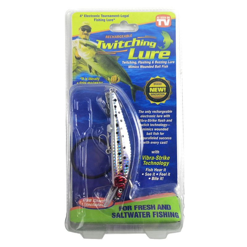 USB Rechargeable Electric Crankbait Hook LED Light Bass Bait Three