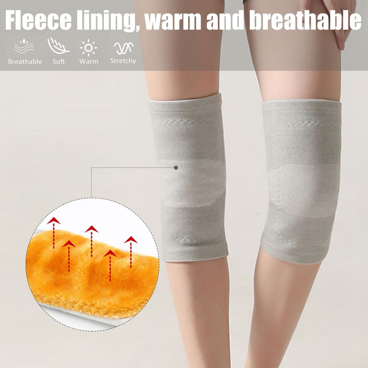 Men Women Winter Knee Pads Fleece Thick Warm Stretchy