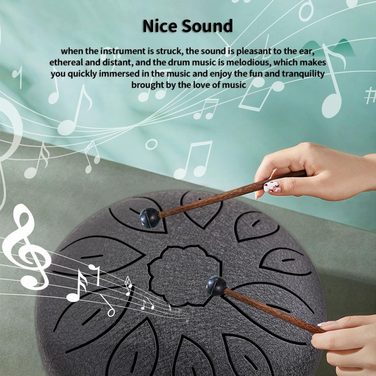 6-Inch Steel Tongue Drum 11 Notes Handpan Drum C Key with Drum Mallet Finger Picks Percussion Musical Instruments for Meditation Yoga