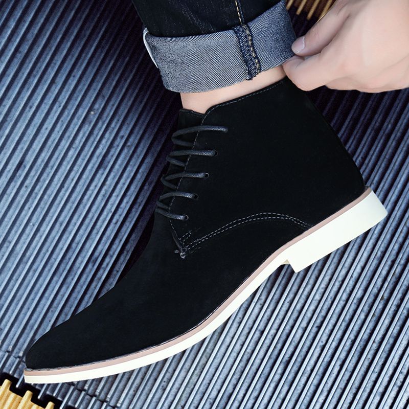 EUR 38-46 Luxury Boots Men Top Quality Ankle Boots Male Leather Motorcycle Boots-Black