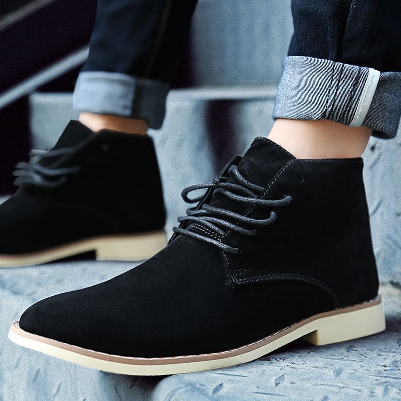 EUR 38-46 Luxury Boots Men Top Quality Ankle Boots Male Leather Motorcycle Boots-Black