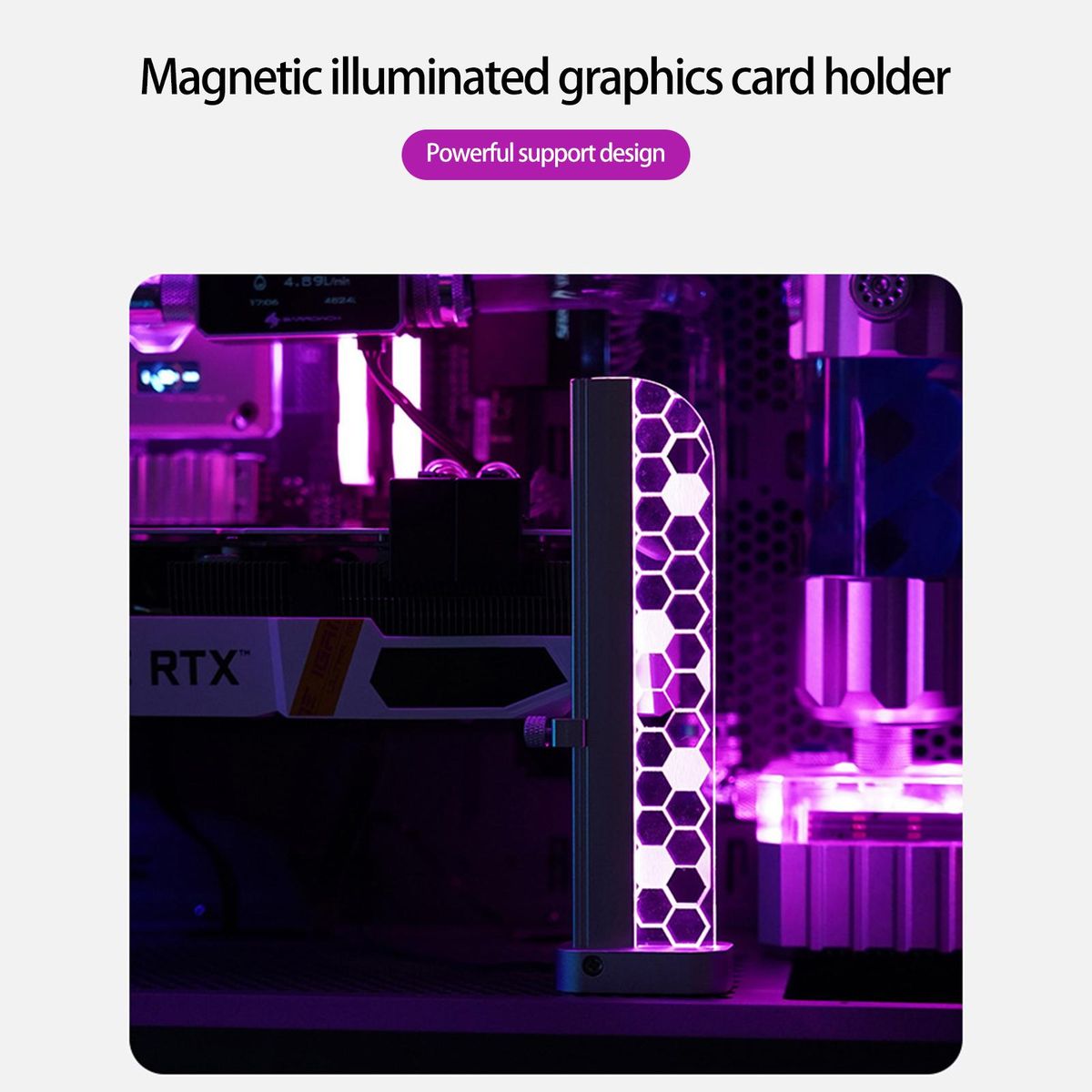 Video Card Support Stand Magnetic Computer Case Graphics Card Bracket Silver Gray