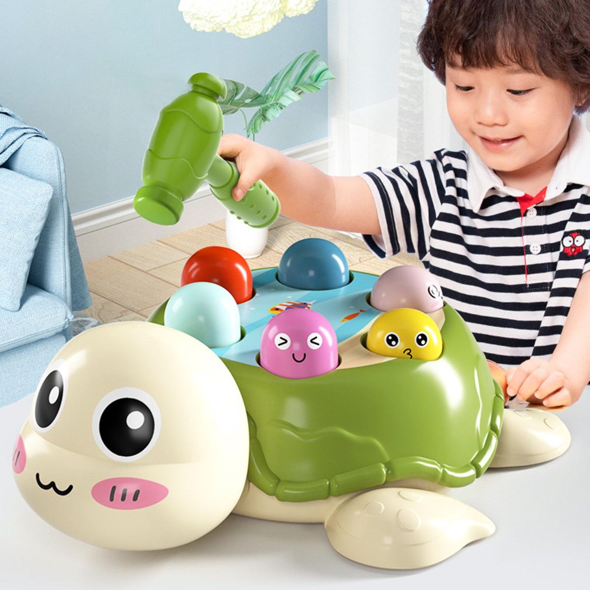 1 Set Child Banging Toy Baby Knocking Mole Toy Game Green