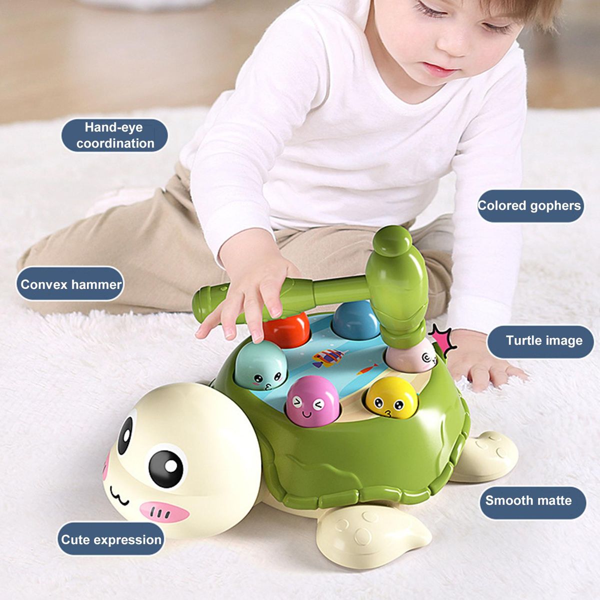 1 Set Child Banging Toy Baby Knocking Mole Toy Game Green