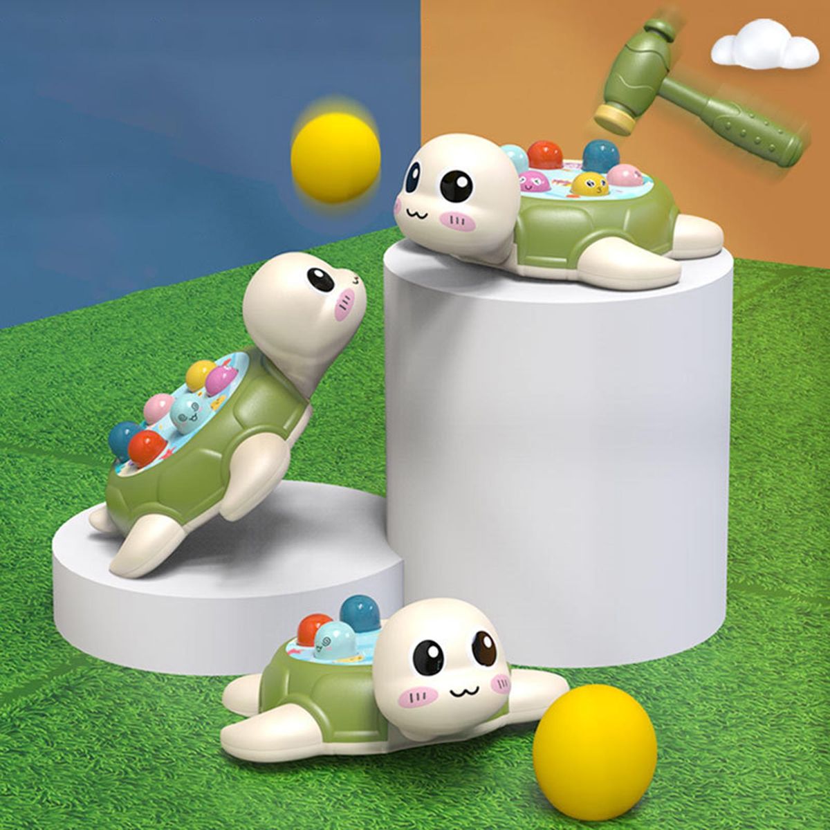 1 Set Child Banging Toy Baby Knocking Mole Toy Game Green