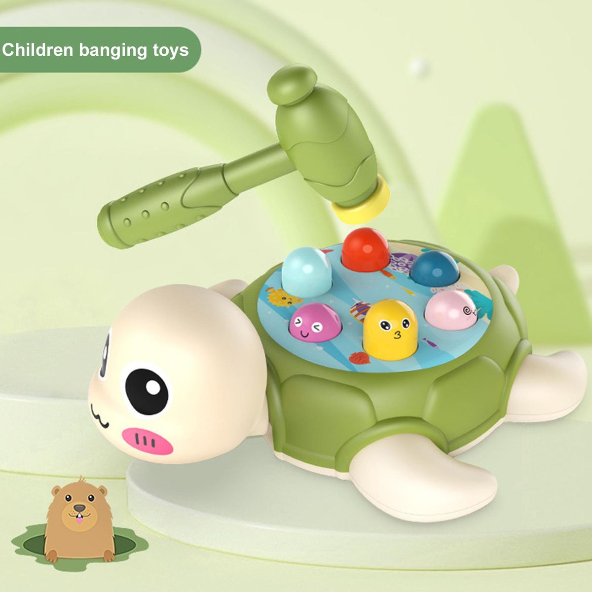 1 Set Child Banging Toy Baby Knocking Mole Toy Game Green