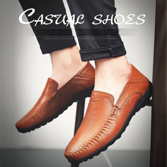 2 Pieces （Black+Brown）Men's Casual Shoes Flats Breathable Loafers Shoes