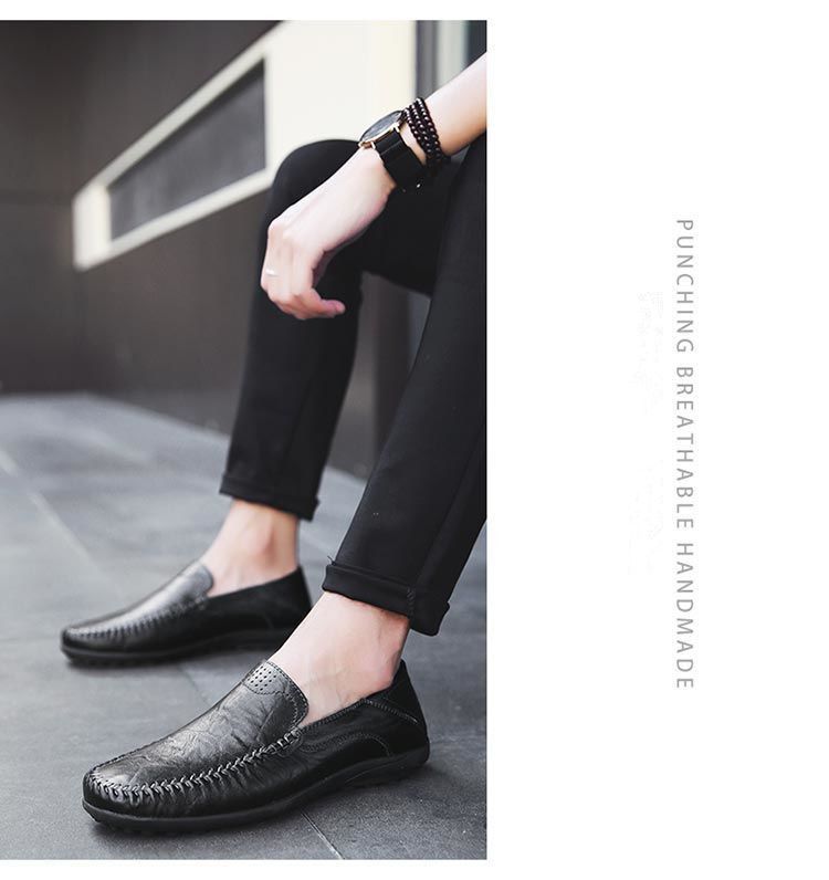 2 Pieces （Black+Brown）Men's Casual Shoes Flats Breathable Loafers Shoes