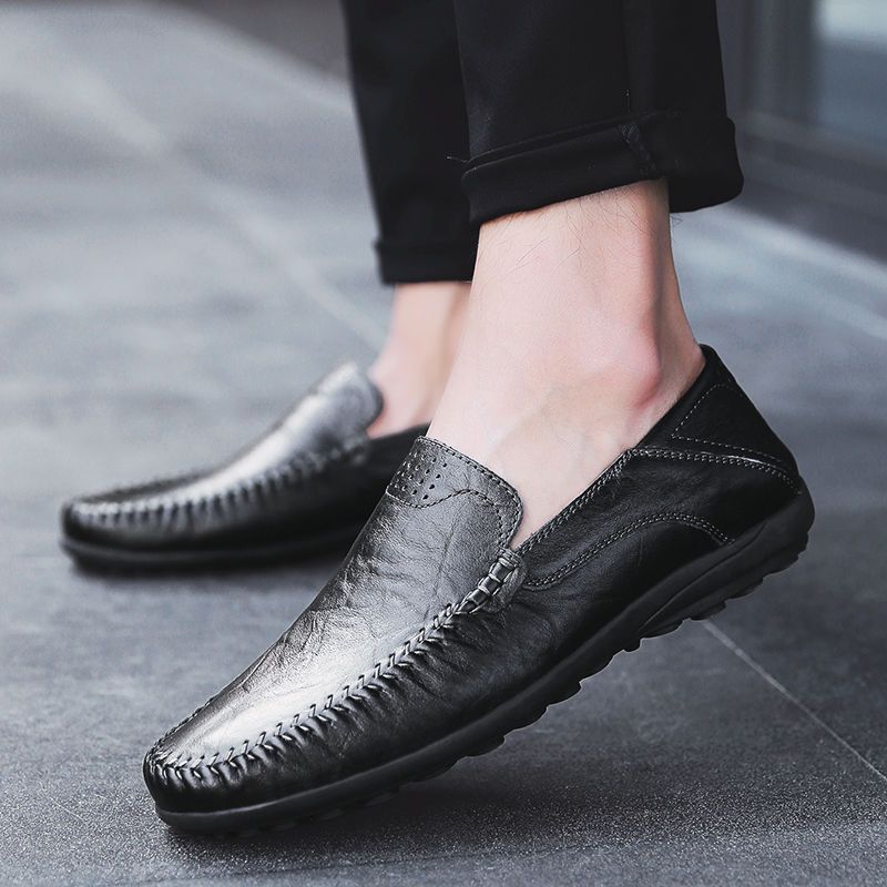 2 Pieces （Black+Brown）Men's Casual Shoes Flats Breathable Loafers Shoes
