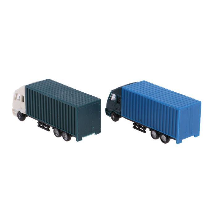 2pc 1/100 Scale Vehicle Cars Model Toy Truck Container Freight Car