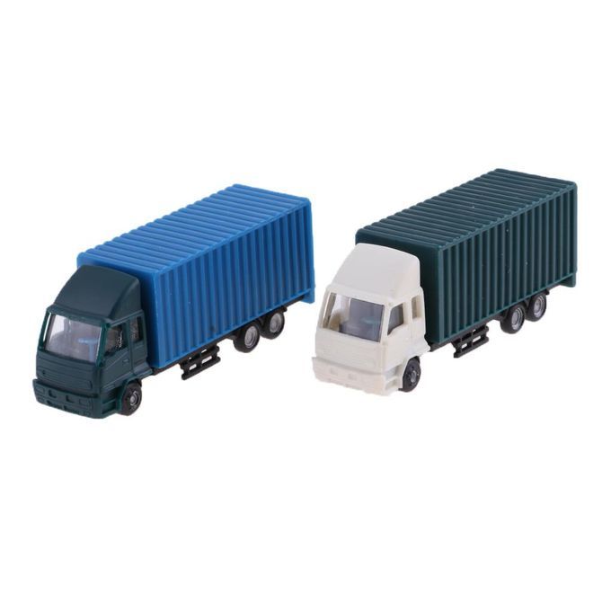 2pc 1/100 Scale Vehicle Cars Model Toy Truck Container Freight Car